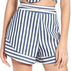 Wayf Blue and White Striped Women Shorts